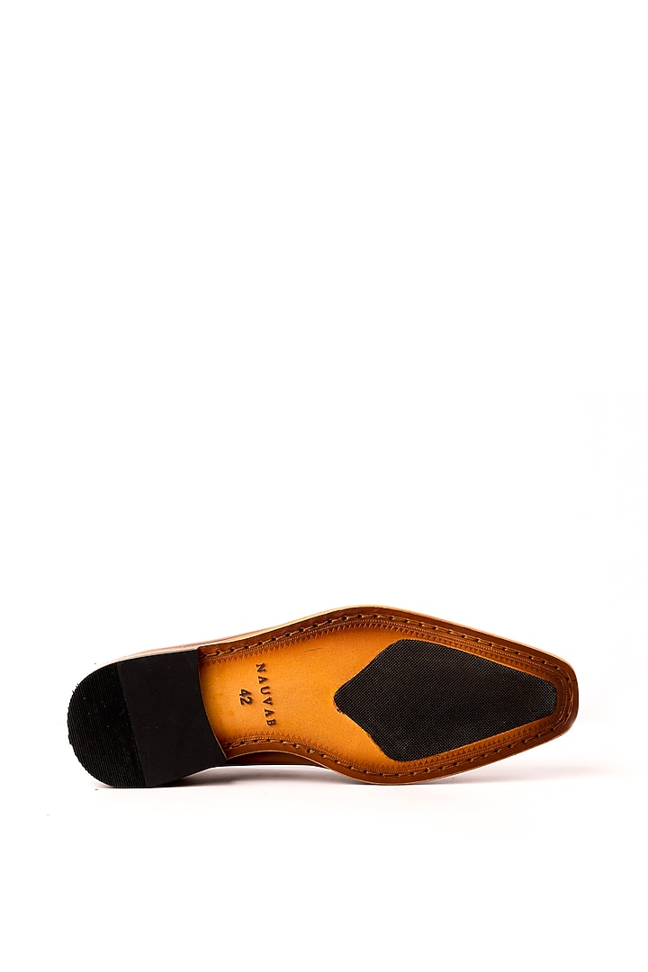 Tan Leather Mojris by Nauvab at Pernia's Pop Up Shop