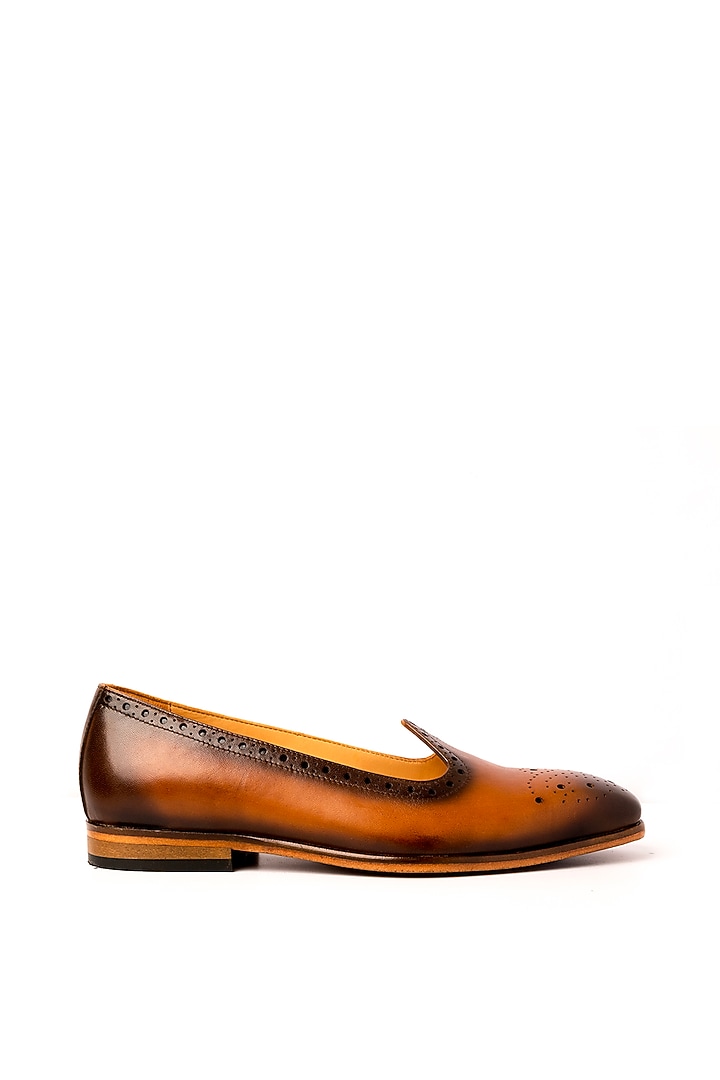 Cognac Leather Mojris by Nauvab at Pernia's Pop Up Shop