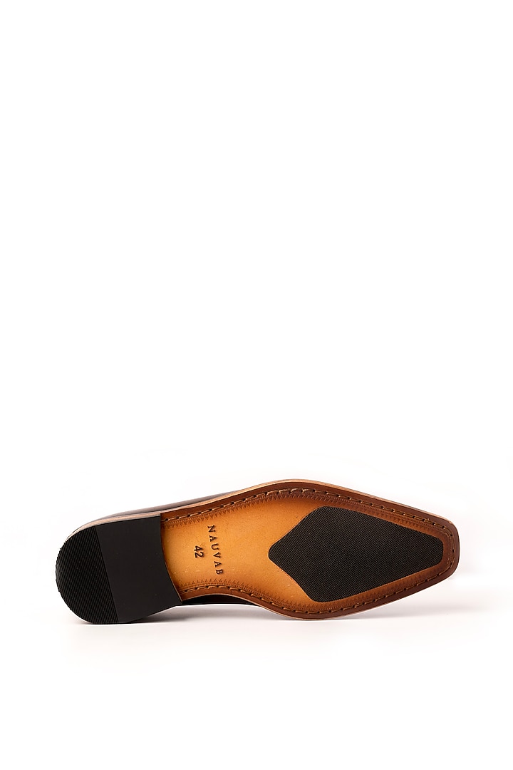 Cognac Leather Mojris by Nauvab at Pernia's Pop Up Shop