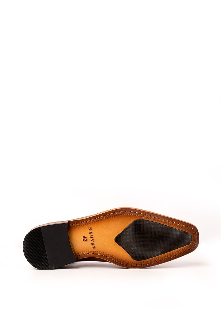 Cognac Leather Sandals by Nauvab at Pernia's Pop Up Shop