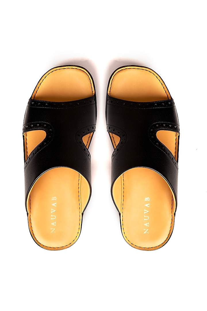 Black Leather Sandals by Nauvab