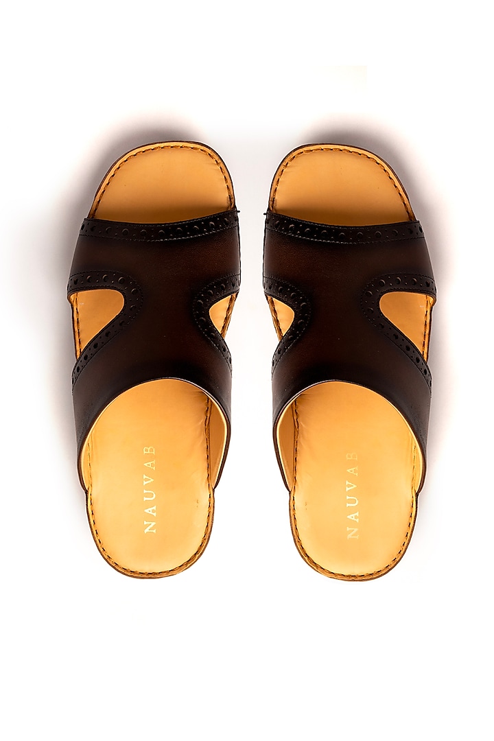Brown Leather Sandals by Nauvab