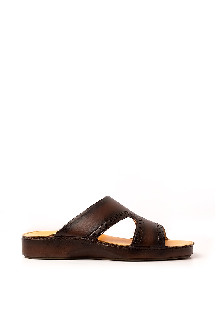 Brown Leather Sandals by Nauvab at Pernia's Pop Up Shop
