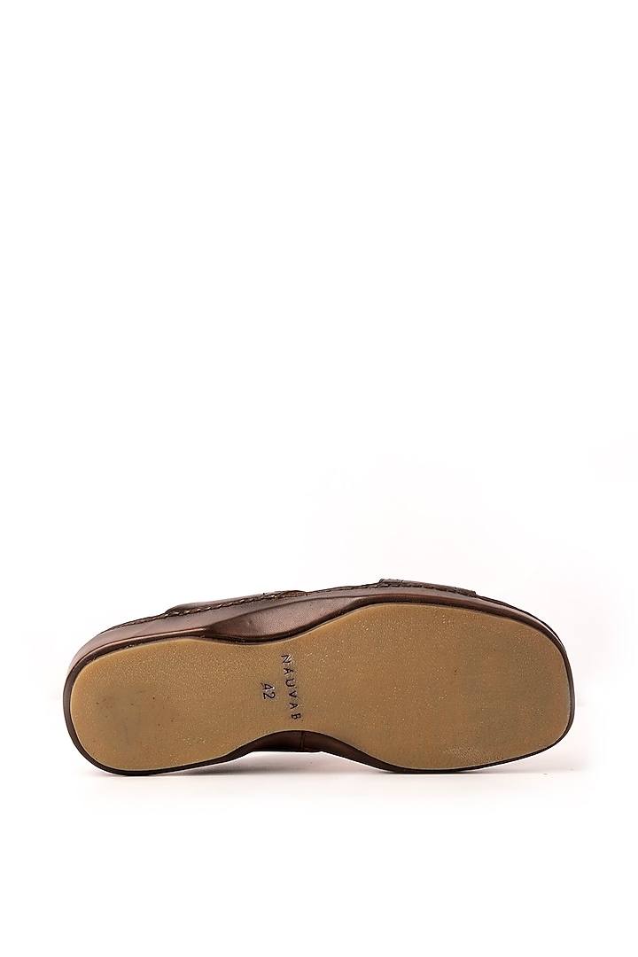 Brown Leather Sandals by Nauvab at Pernia's Pop Up Shop