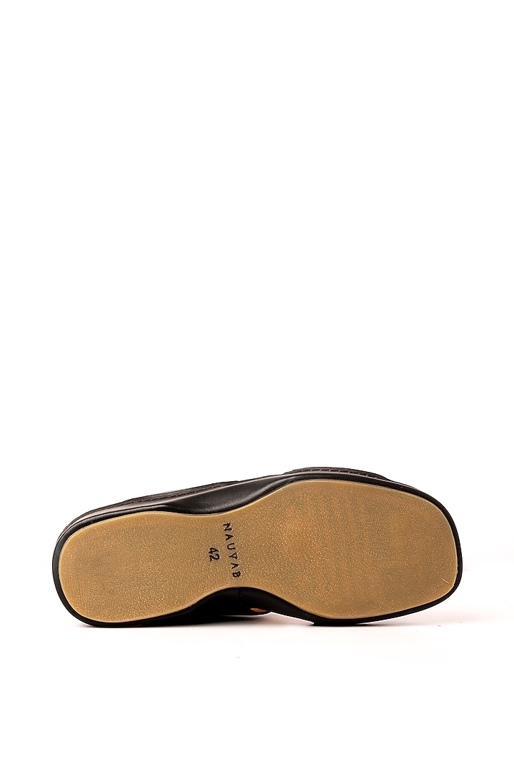 Black Leather Sandals by Nauvab at Pernia's Pop Up Shop