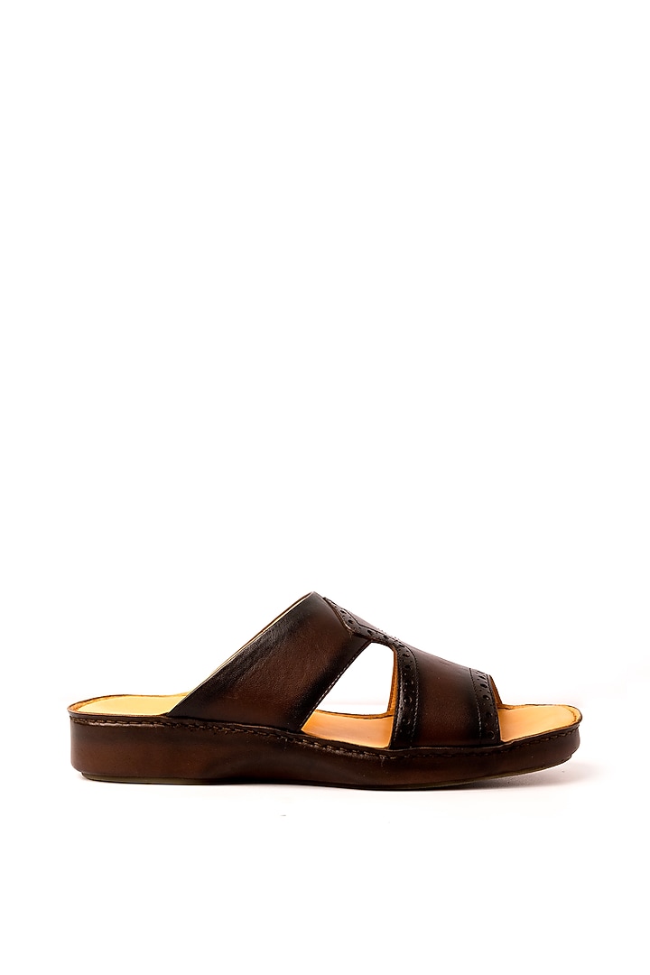 Brown Leather Sandals by Nauvab at Pernia's Pop Up Shop