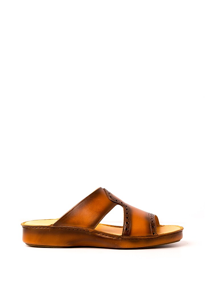 Tan Leather Sandals by Nauvab at Pernia's Pop Up Shop