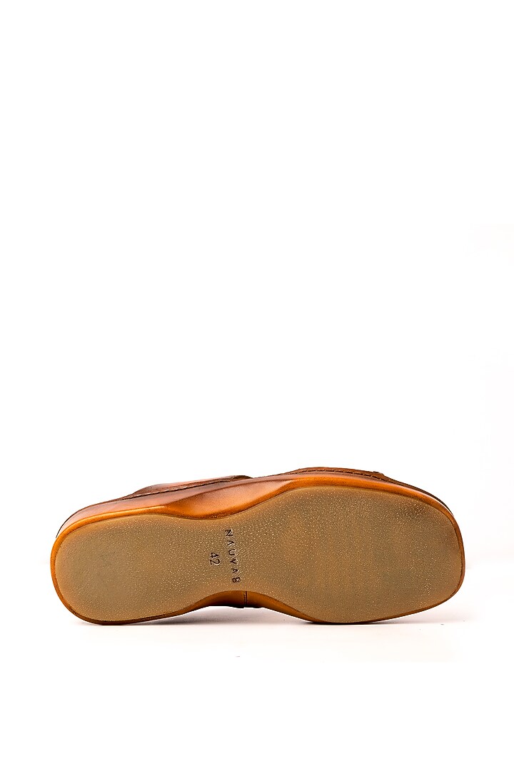 Tan Leather Sandals by Nauvab at Pernia's Pop Up Shop