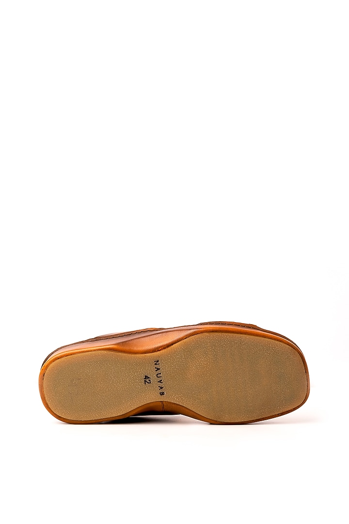 Cognac Leather Sandals by Nauvab at Pernia's Pop Up Shop
