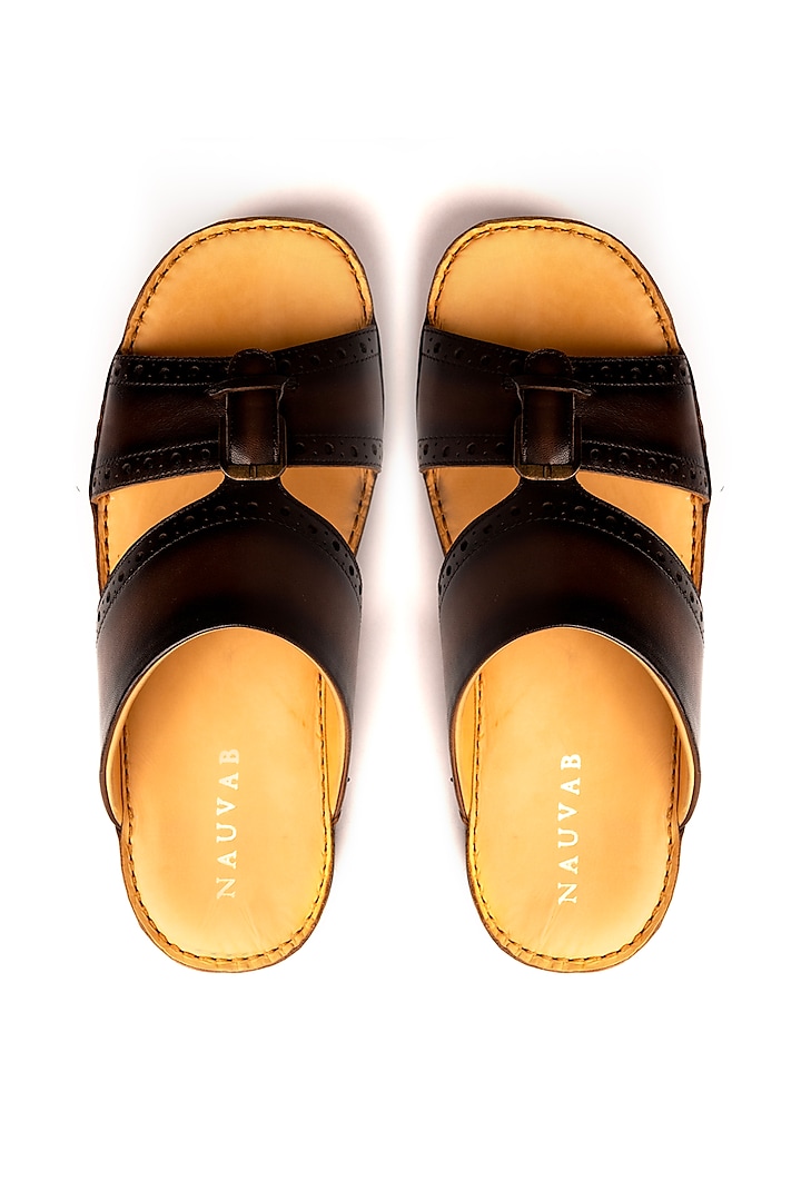 Brown Leather Sandals by Nauvab