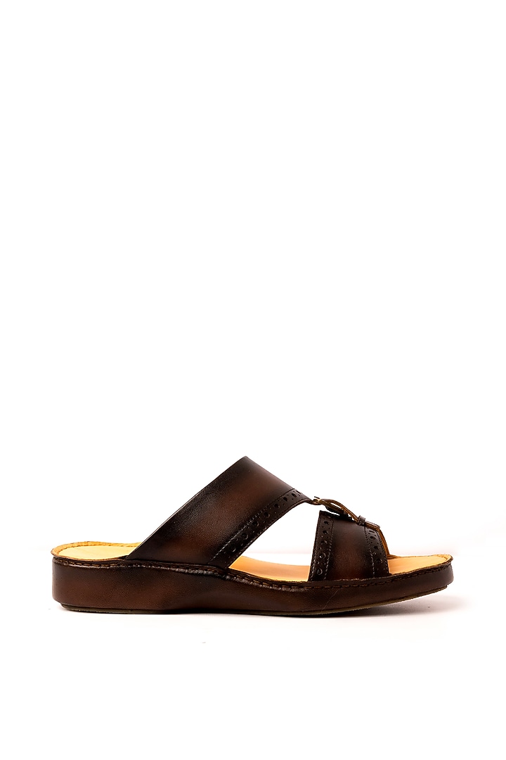 Brown Leather Sandals by Nauvab at Pernia's Pop Up Shop