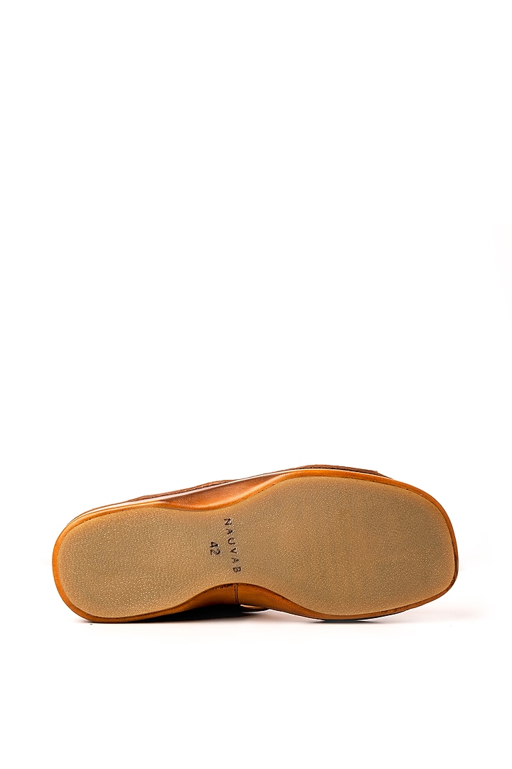 Cognac Leather Sandals by Nauvab at Pernia's Pop Up Shop