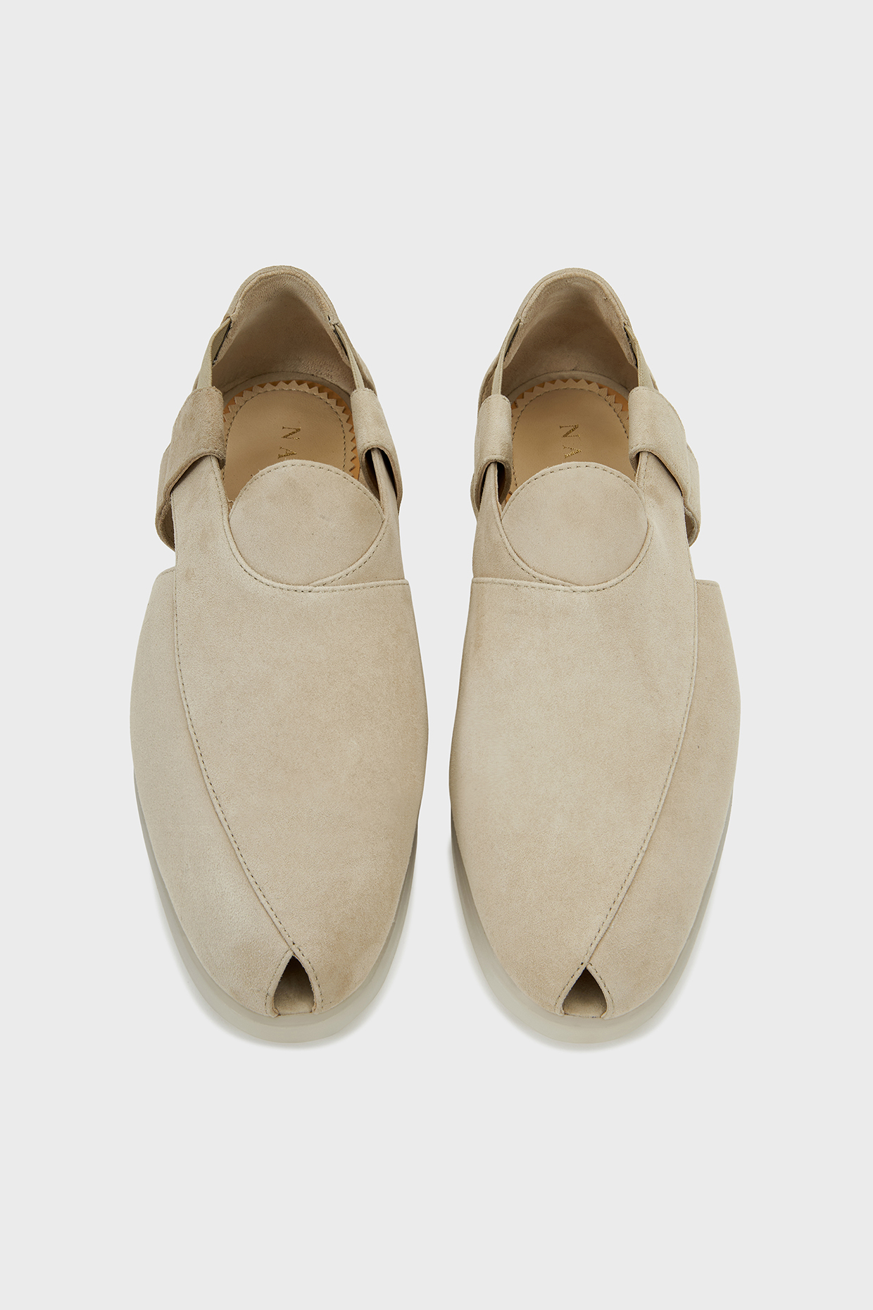 Beige Sand Suede Peshwari by Nauvab