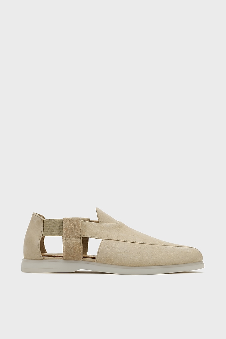 Beige Sand Suede Peshwari by Nauvab at Pernia's Pop Up Shop