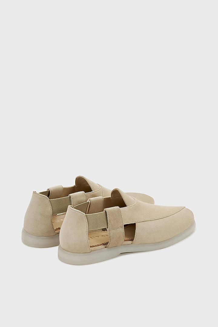 Beige Sand Suede Peshwari by Nauvab at Pernia's Pop Up Shop