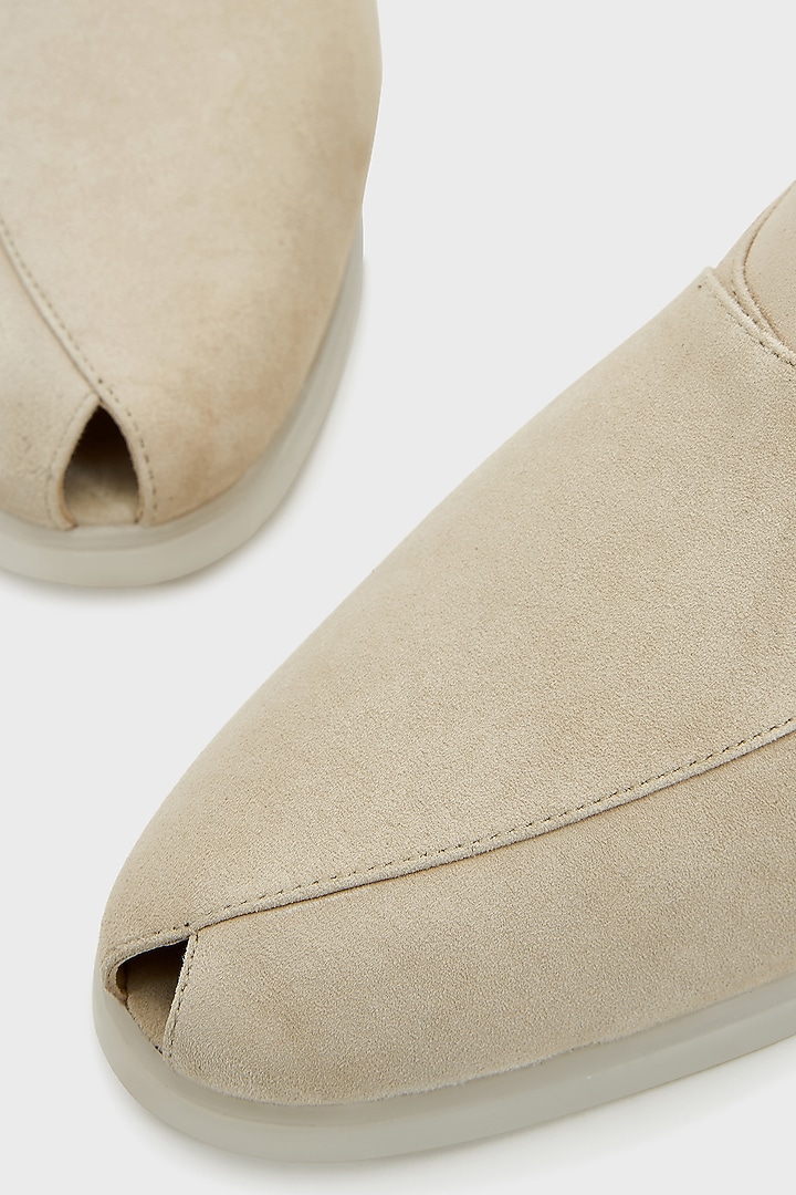 Beige Sand Suede Peshwari by Nauvab at Pernia's Pop Up Shop