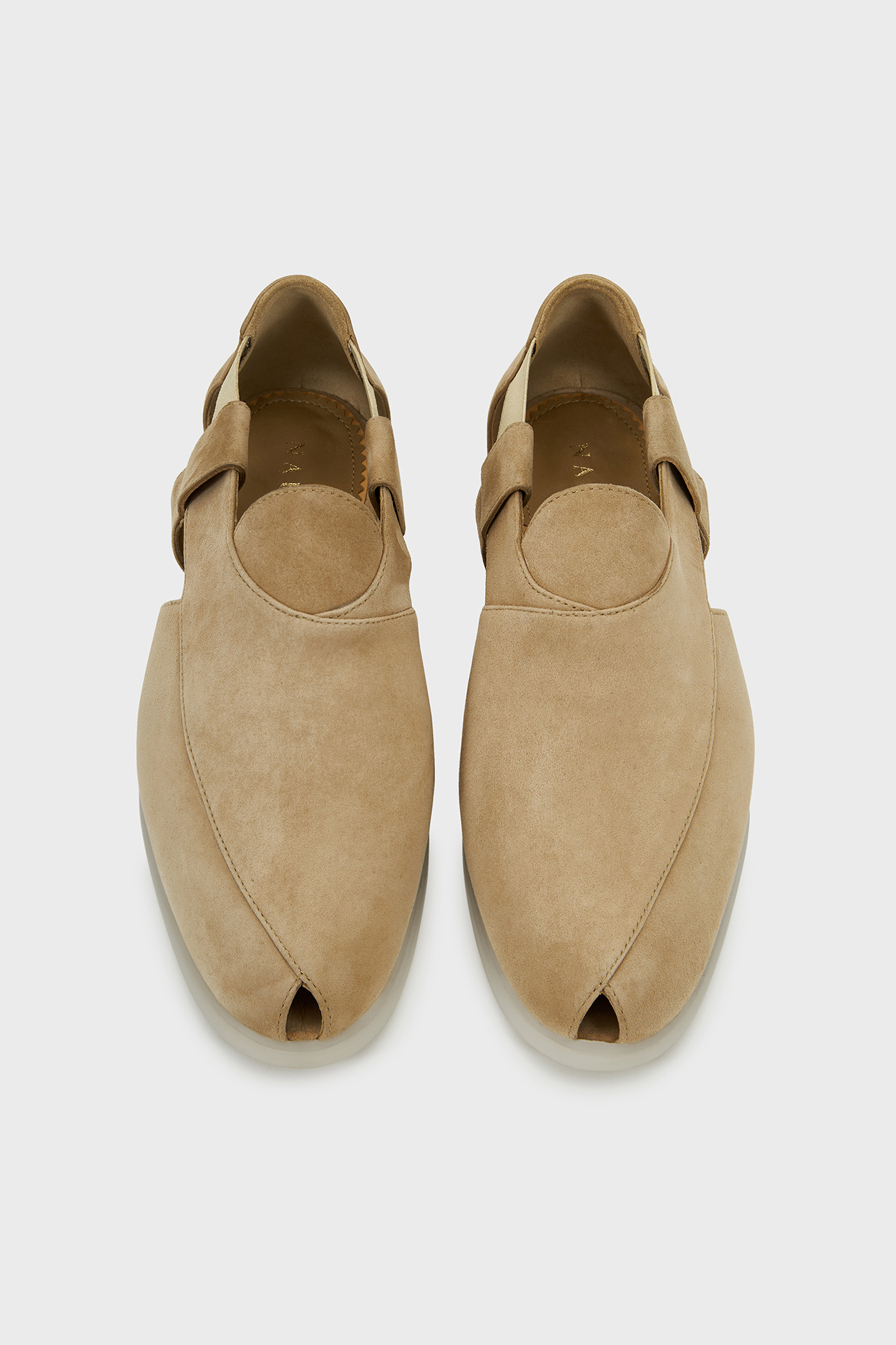 Camel-Colored Warm Sand Suede Peshwari by Nauvab