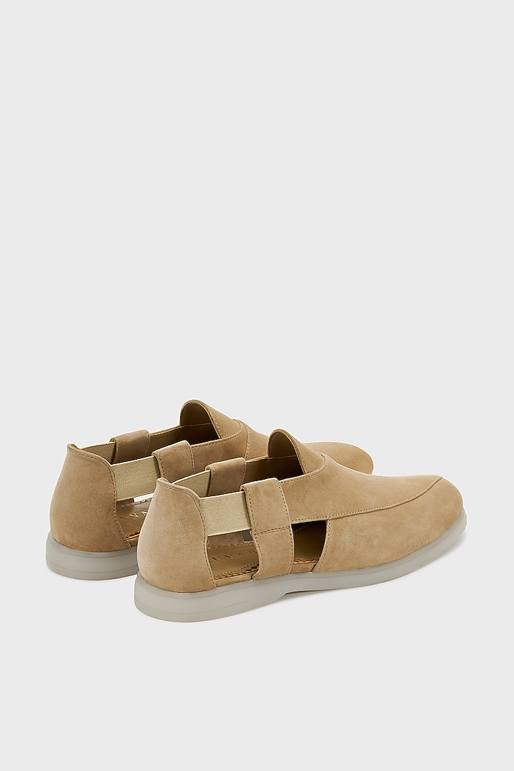Camel-Colored Warm Sand Suede Peshwari by Nauvab at Pernia's Pop Up Shop