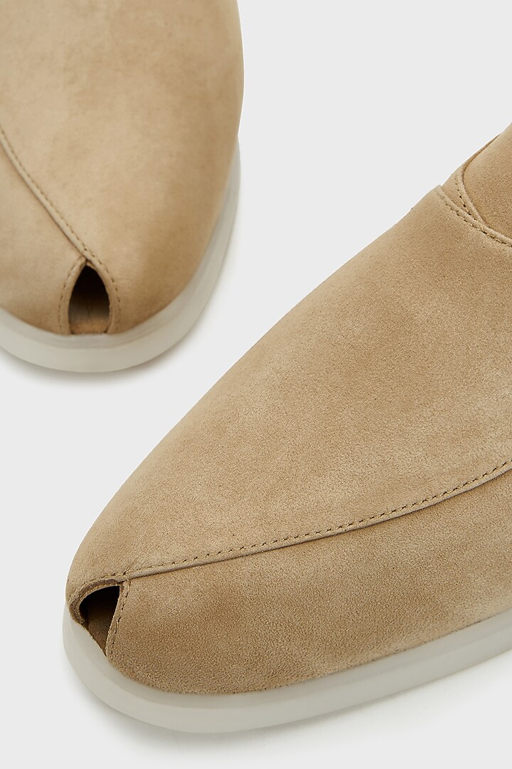 Camel-Colored Warm Sand Suede Peshwari by Nauvab at Pernia's Pop Up Shop