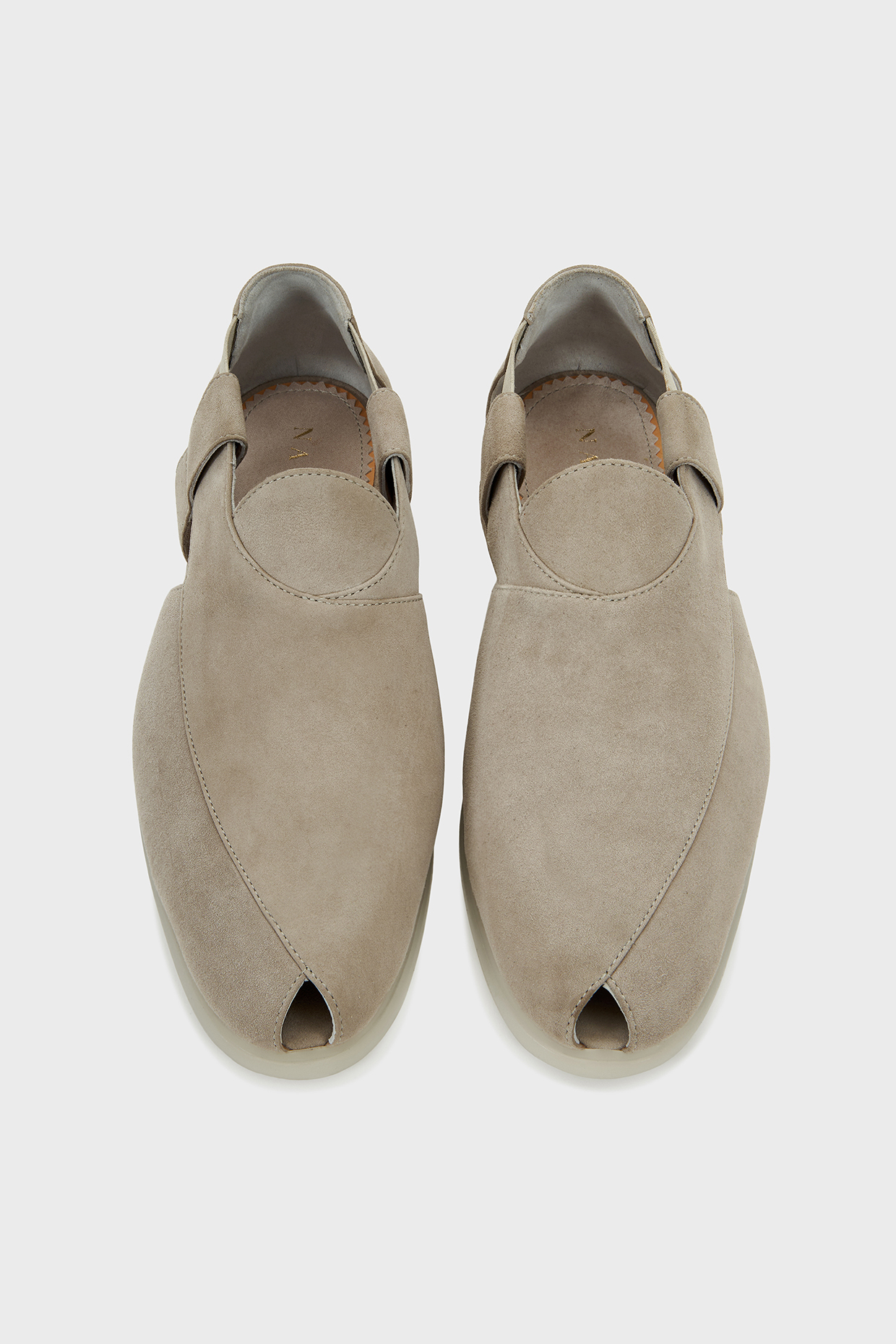 Stone-Colored Suede Peshwari by Nauvab
