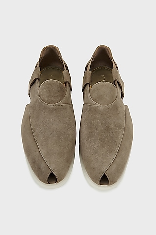 Taupe Suede Peshwari by Nauvab