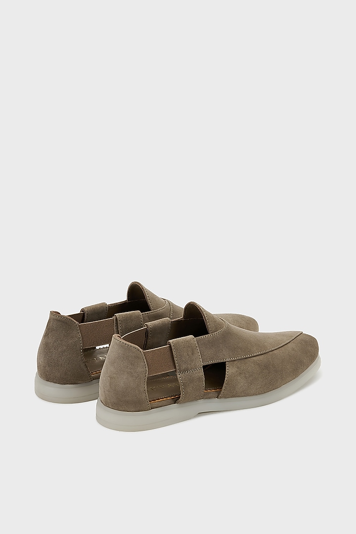 Taupe Suede Peshwari by Nauvab at Pernia's Pop Up Shop