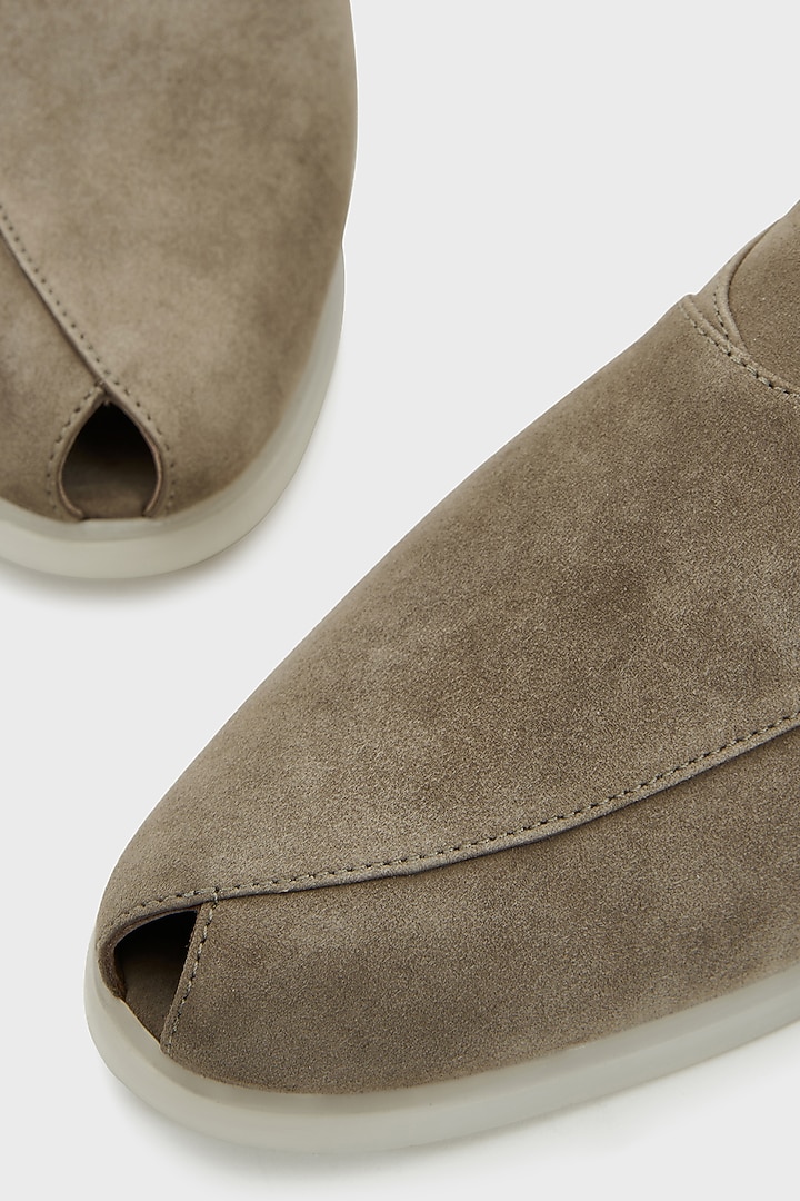 Taupe Suede Peshwari by Nauvab at Pernia's Pop Up Shop