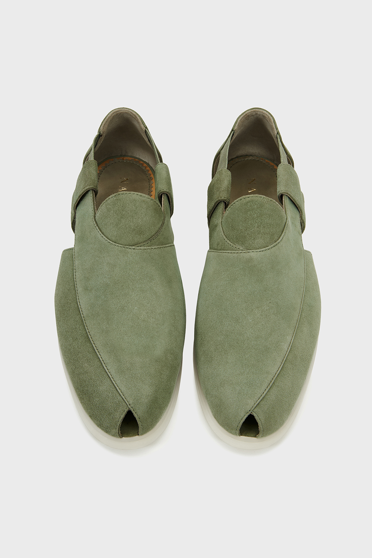 Olive Suede Peshwari by Nauvab