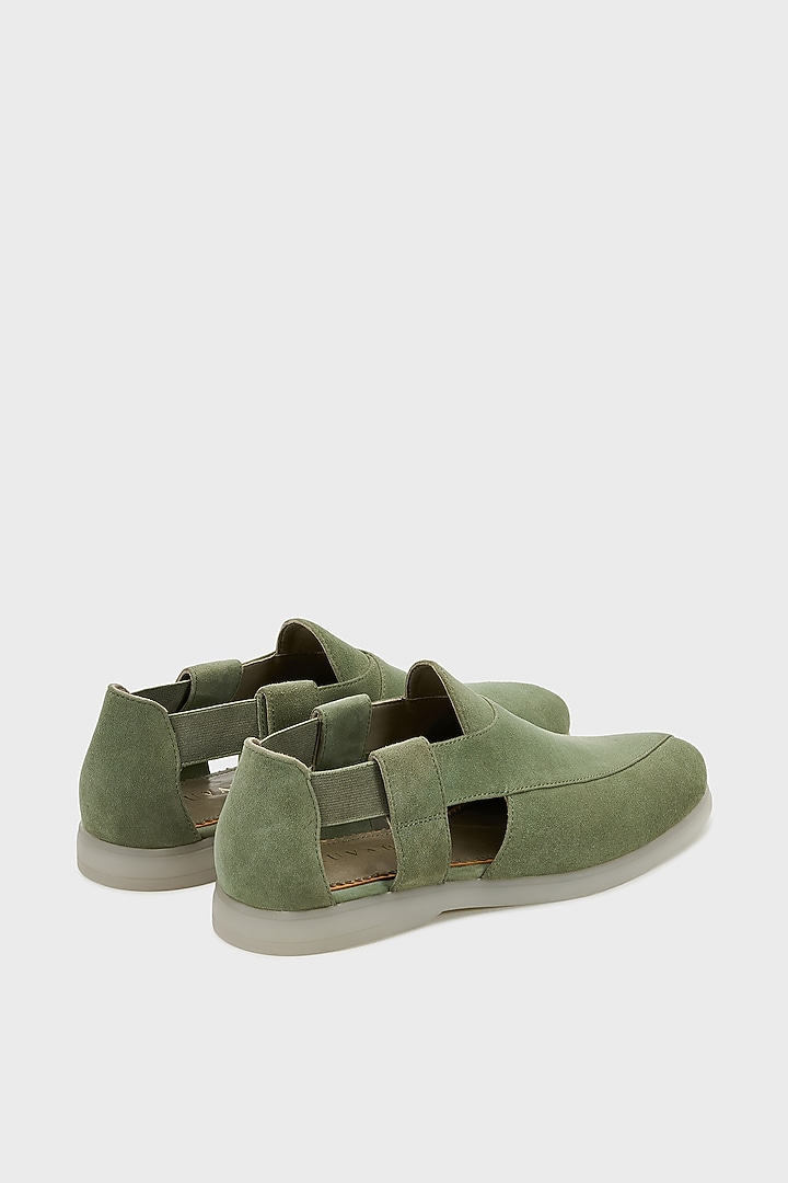 Olive Suede Peshwari by Nauvab at Pernia's Pop Up Shop