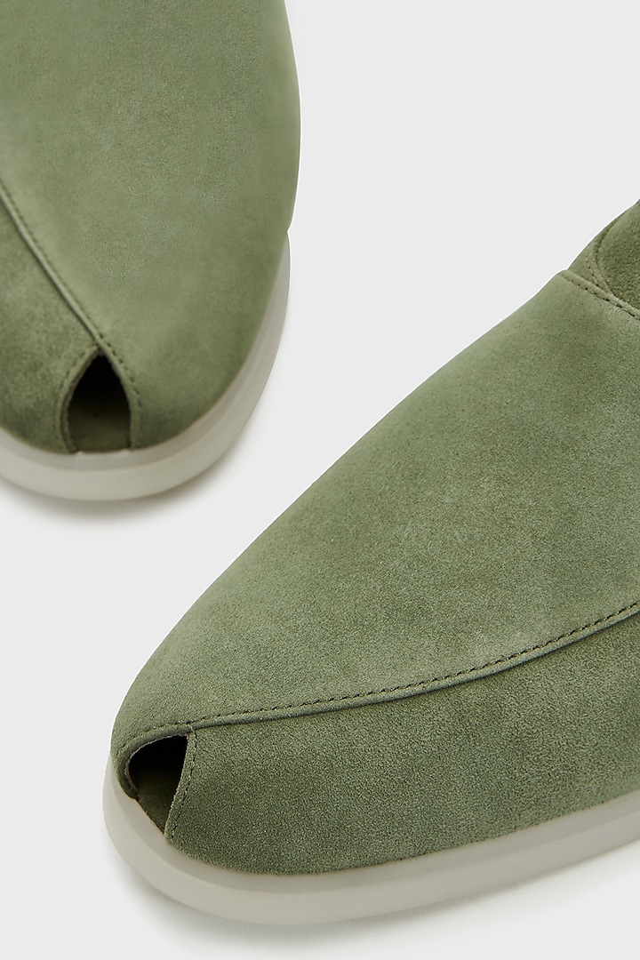 Olive Suede Peshwari by Nauvab at Pernia's Pop Up Shop