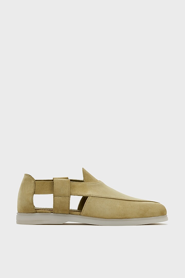 Sage Green Suede Peshwari by Nauvab at Pernia's Pop Up Shop
