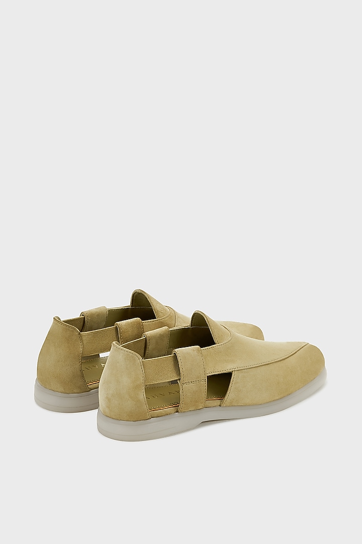 Sage Green Suede Peshwari by Nauvab at Pernia's Pop Up Shop