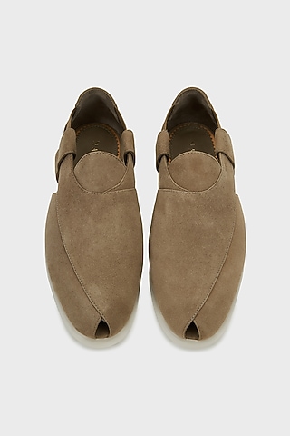 Khaki Suede Peshwari by Nauvab
