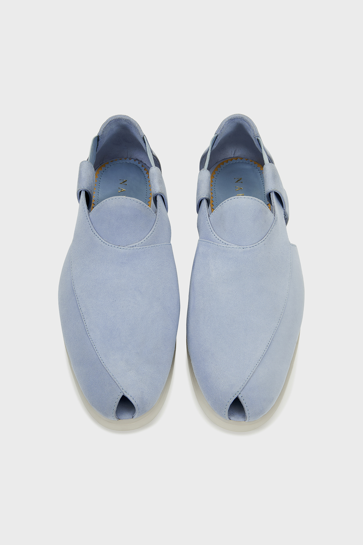 Aqua Baby Blue Suede Peshwari by Nauvab