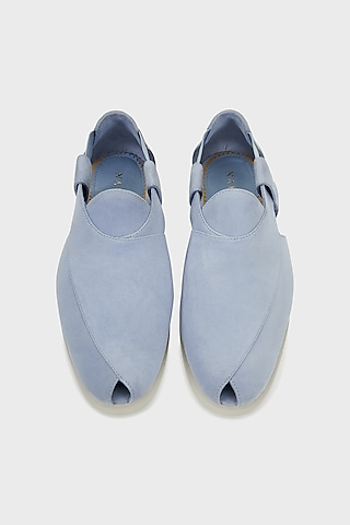 Aqua Baby Blue Suede Peshwari by Nauvab