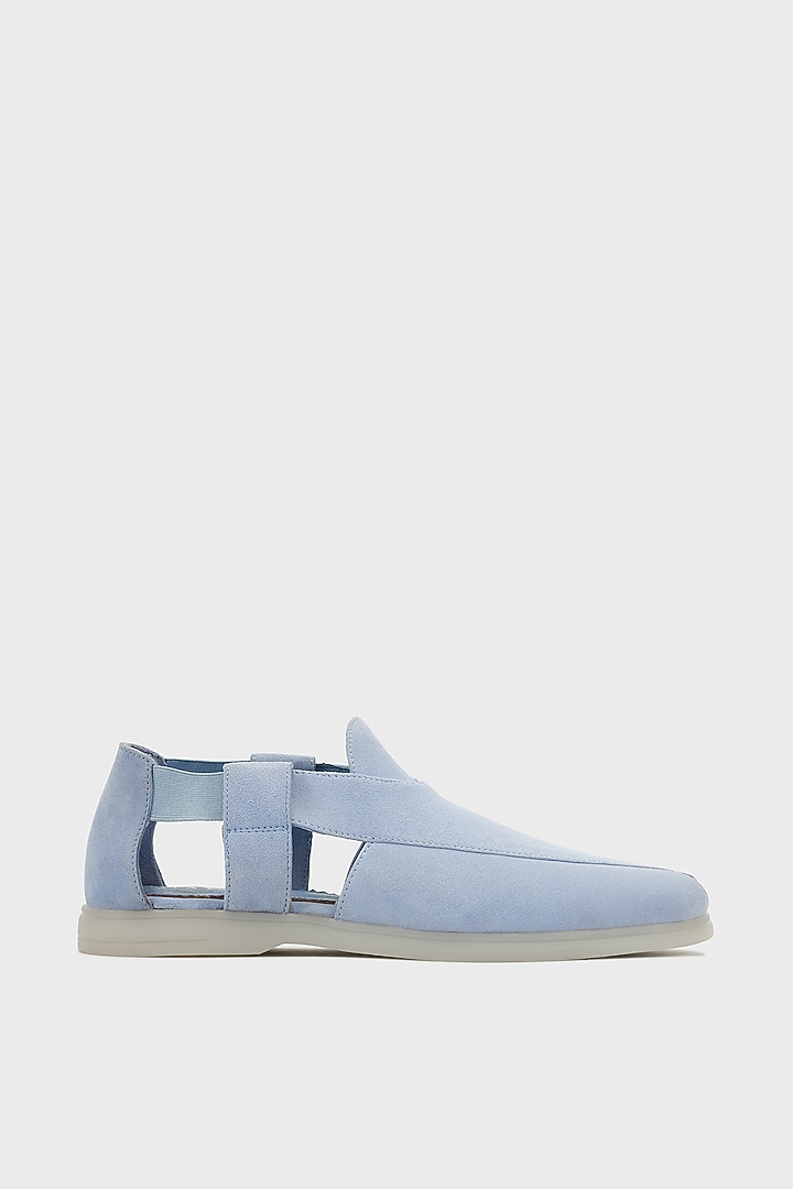 Aqua Baby Blue Suede Peshwari by Nauvab at Pernia's Pop Up Shop