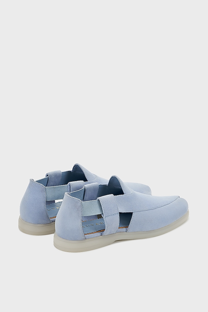 Aqua Baby Blue Suede Peshwari by Nauvab at Pernia's Pop Up Shop