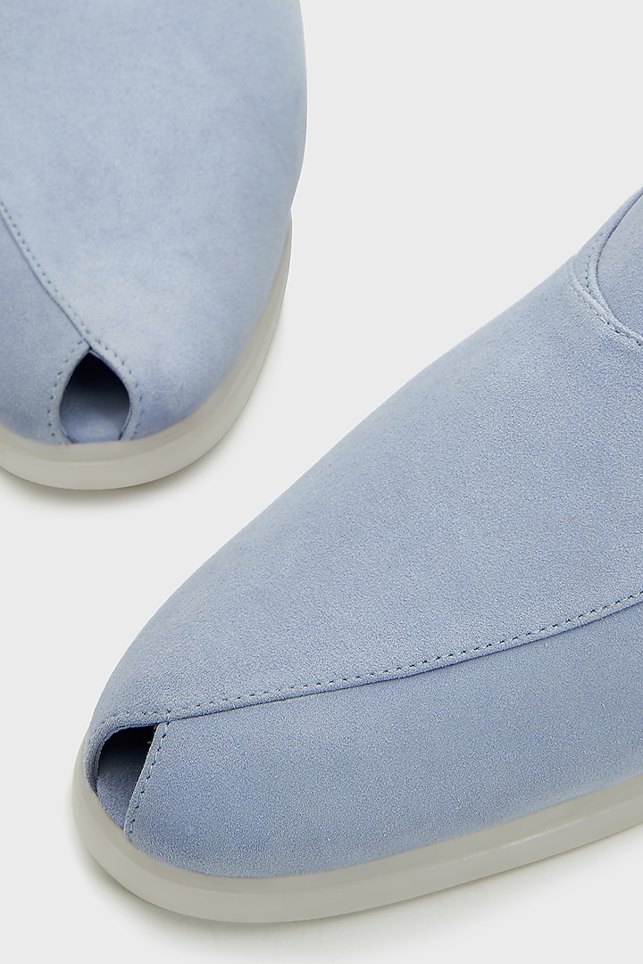 Aqua Baby Blue Suede Peshwari by Nauvab at Pernia's Pop Up Shop