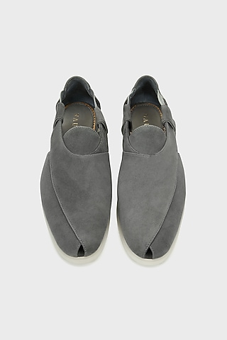 Dark Stone-Colored Suede Peshwari by Nauvab