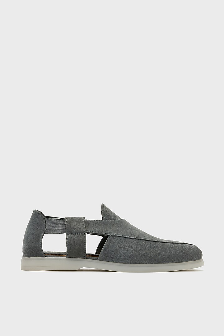 Dark Stone-Colored Suede Peshwari by Nauvab at Pernia's Pop Up Shop