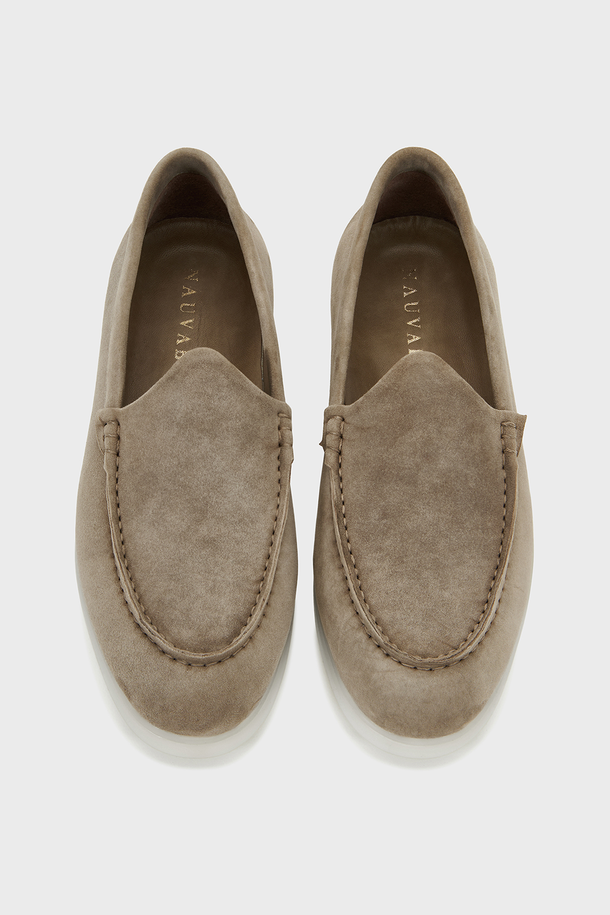Dark Taupe Suede Loafers by Nauvab