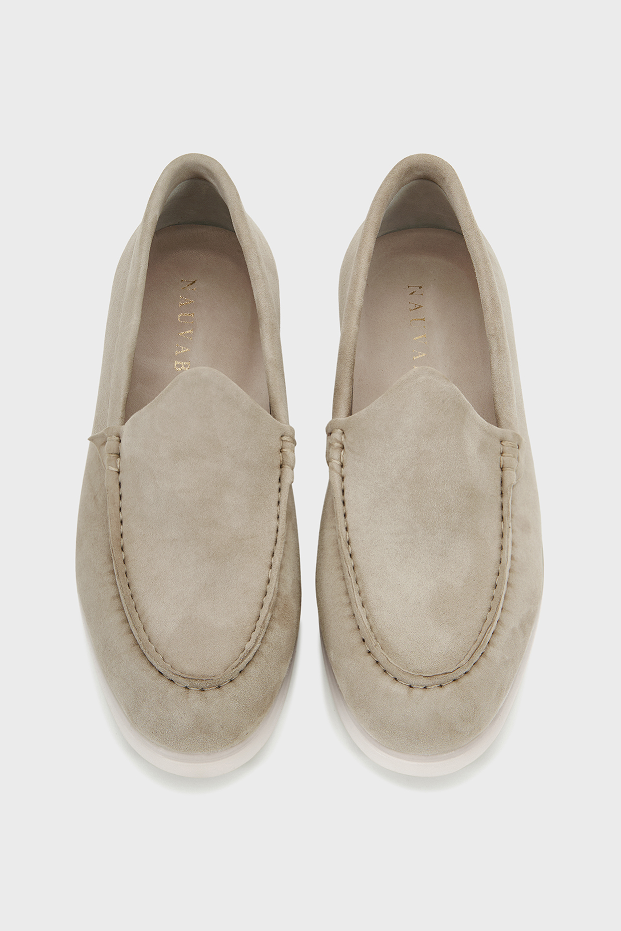Stone Grey Suede Loafers by Nauvab