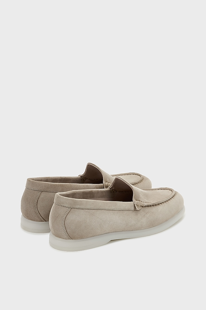 Stone Grey Suede Loafers by Nauvab at Pernia's Pop Up Shop