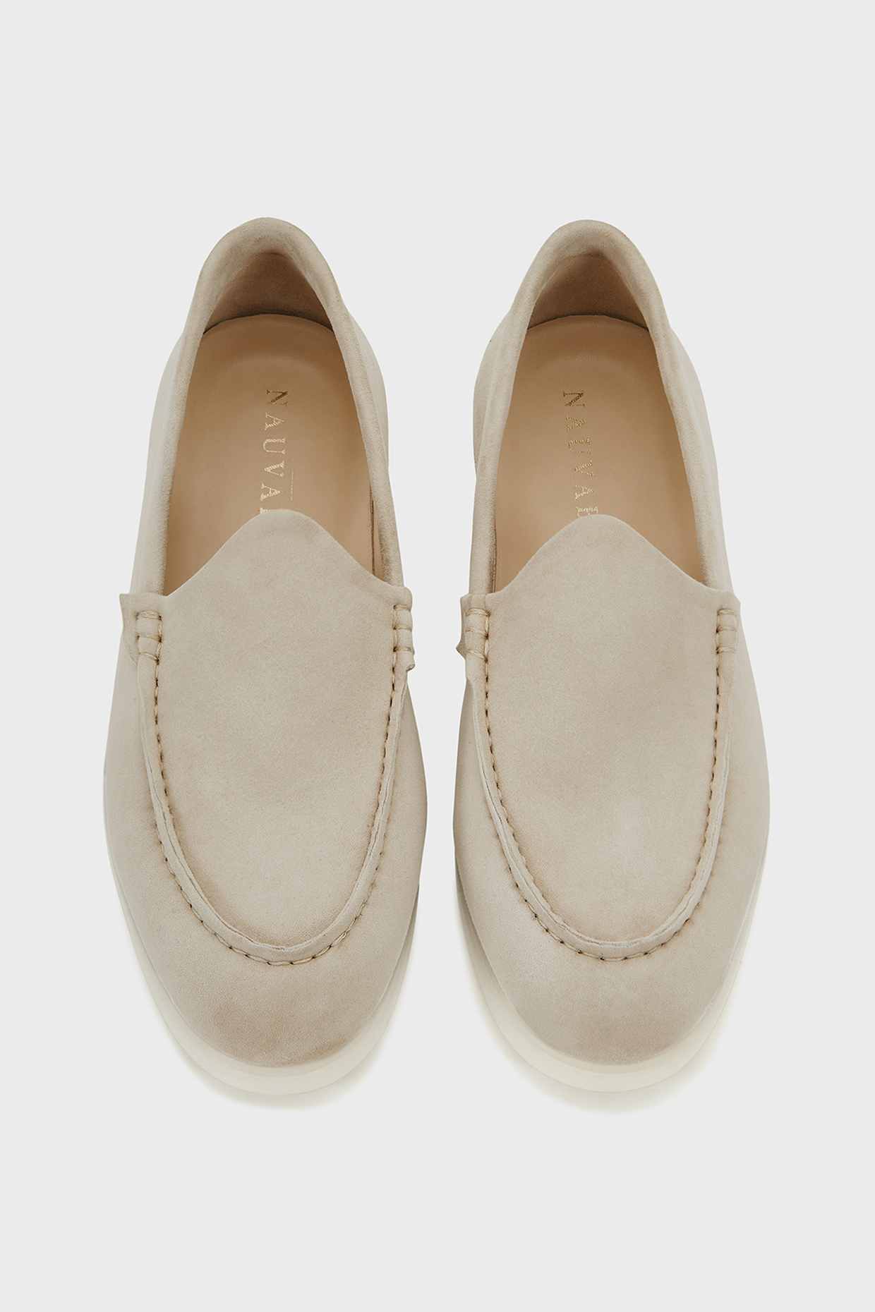 Beige Suede Loafers by Nauvab