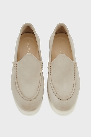 Beige Suede Loafers by Nauvab
