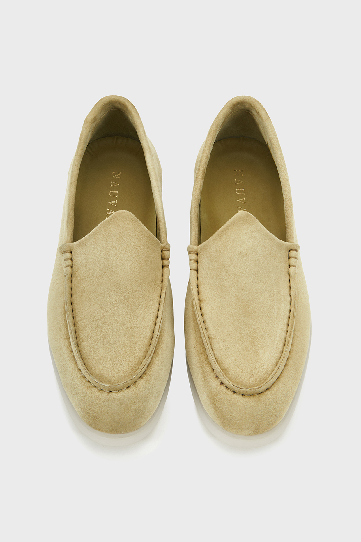 Sage Green Suede Loafers by Nauvab