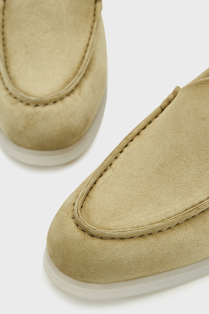 Sage Green Suede Loafers by Nauvab at Pernia's Pop Up Shop