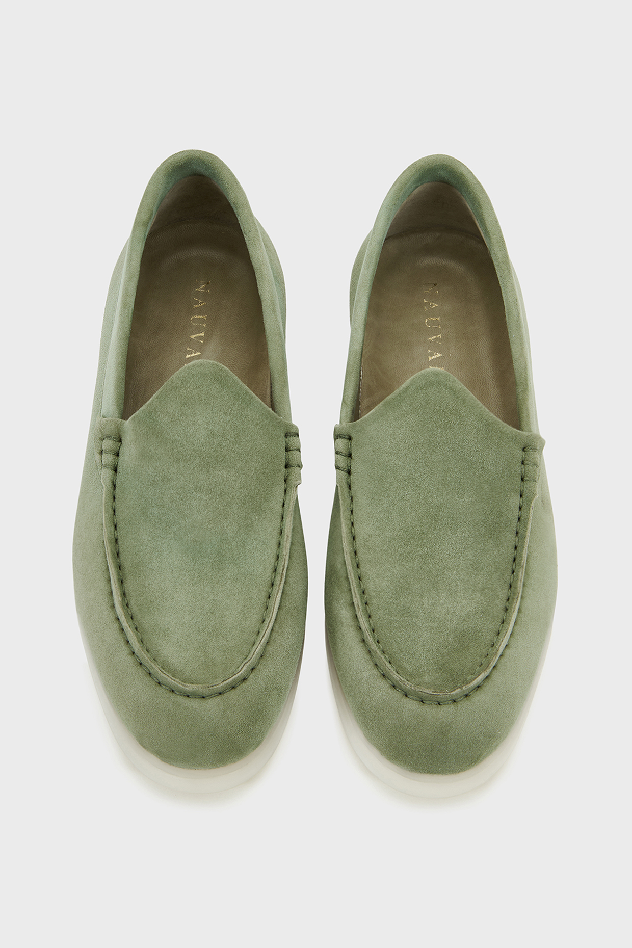 Olive Suede Loafers by Nauvab
