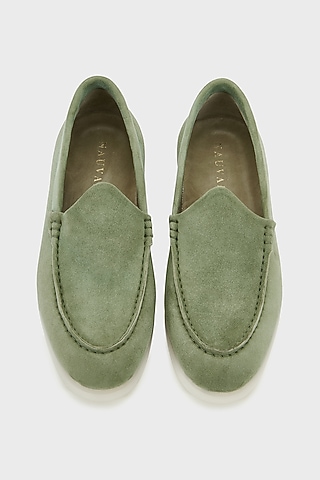 Olive Suede Loafers by Nauvab