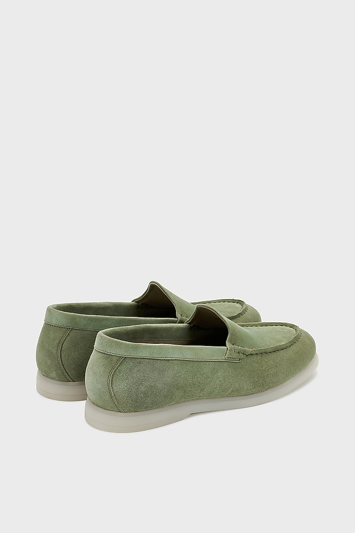 Olive Suede Loafers by Nauvab at Pernia's Pop Up Shop